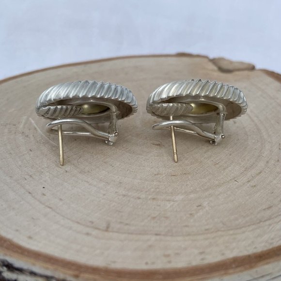 David Yurman 22mm Large Cookie Stud Earrings Sterling 14k Gold Cable Round Post - Picture 7 of 15
